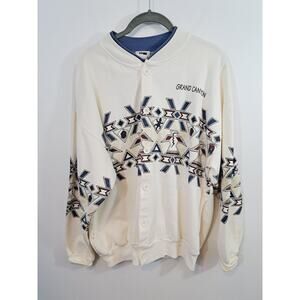 Art Unlimited Sportswear Vintage Grand Canyon Cardigan Sweatshirt Large Cream